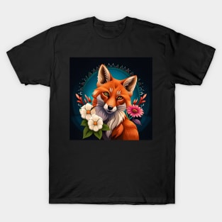Fox and flowers tattoo style 17 T-Shirt